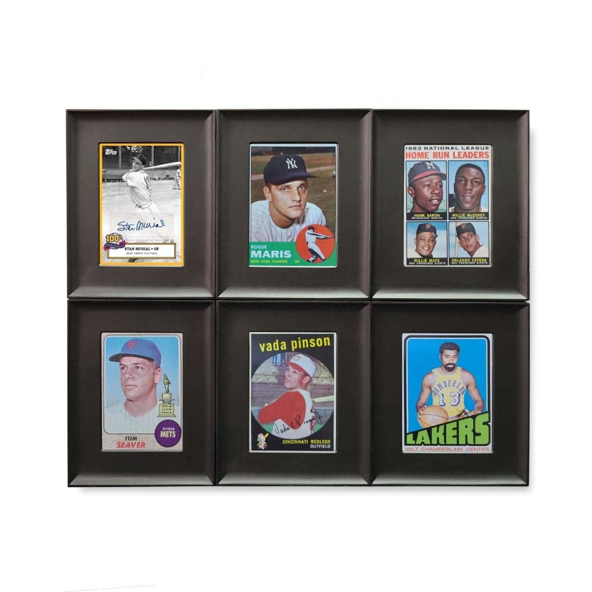 6 BCW interlocking card frames with sports cards