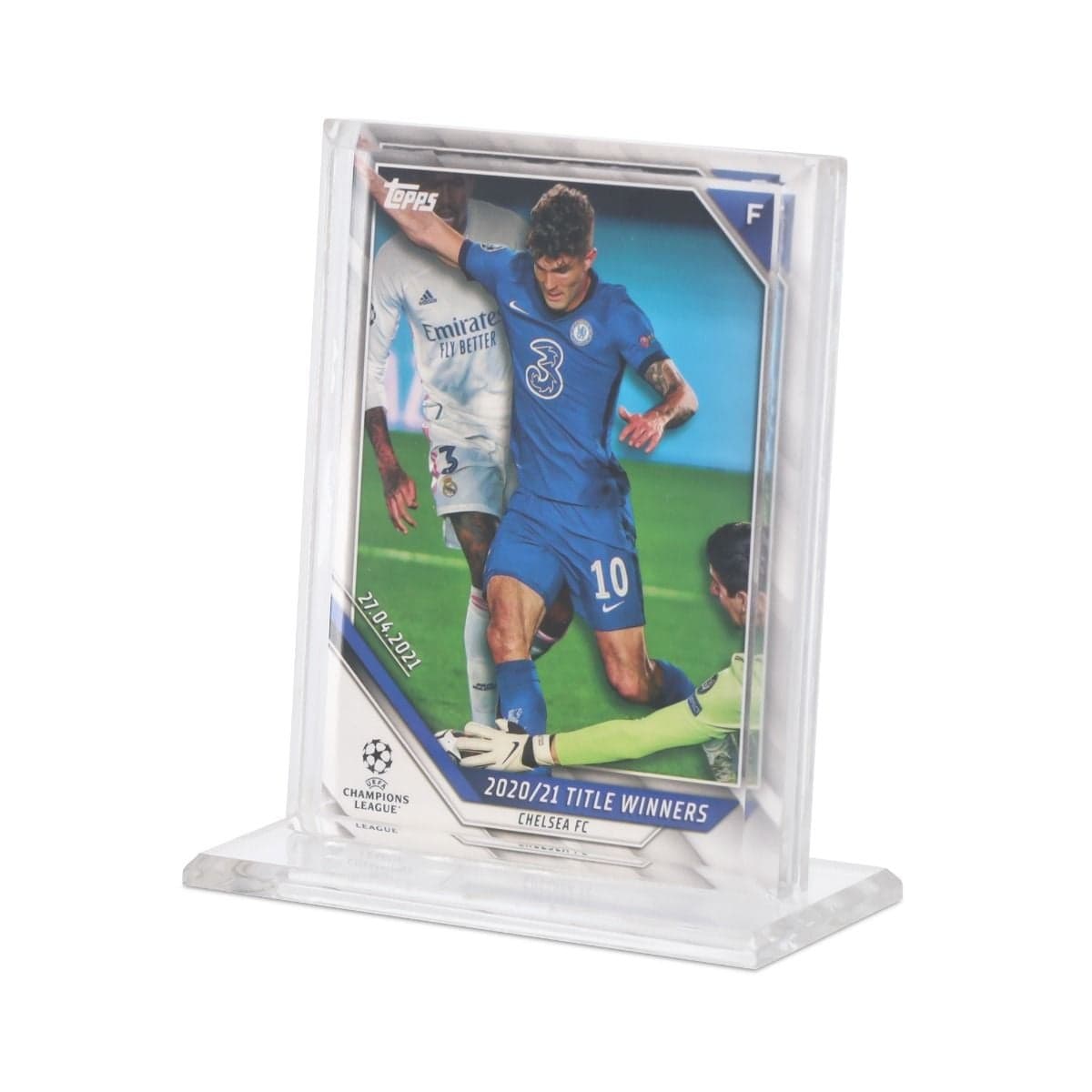BCW Acrylic Card Stand, single stand on display with soccer card inserted