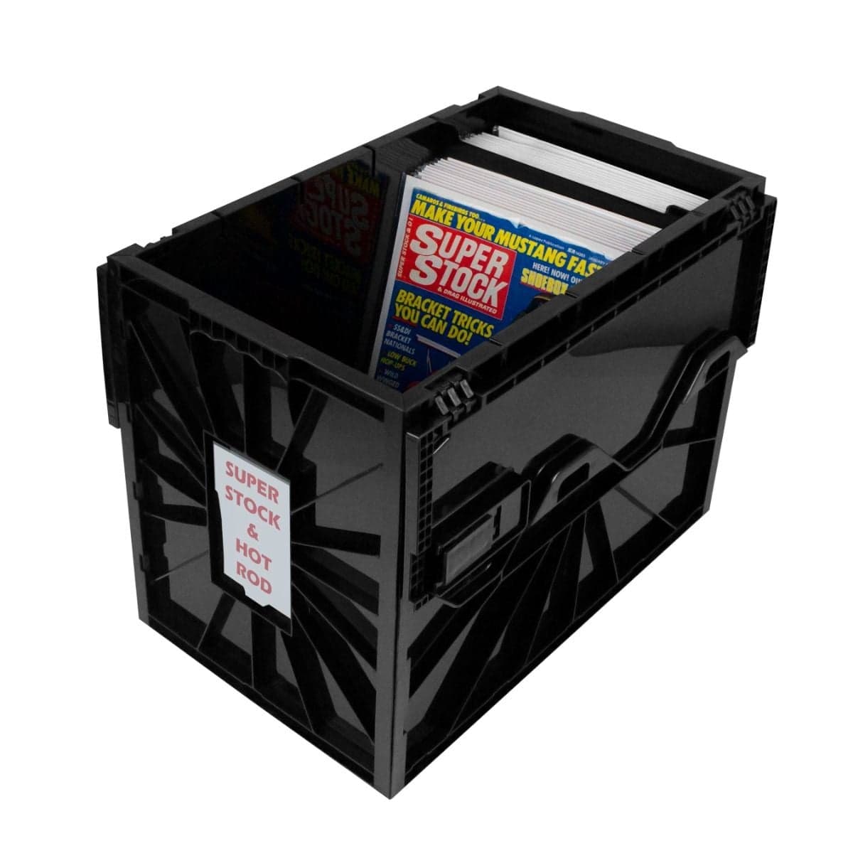 BCW Magazine & Document Bin open and showing magazines inside
