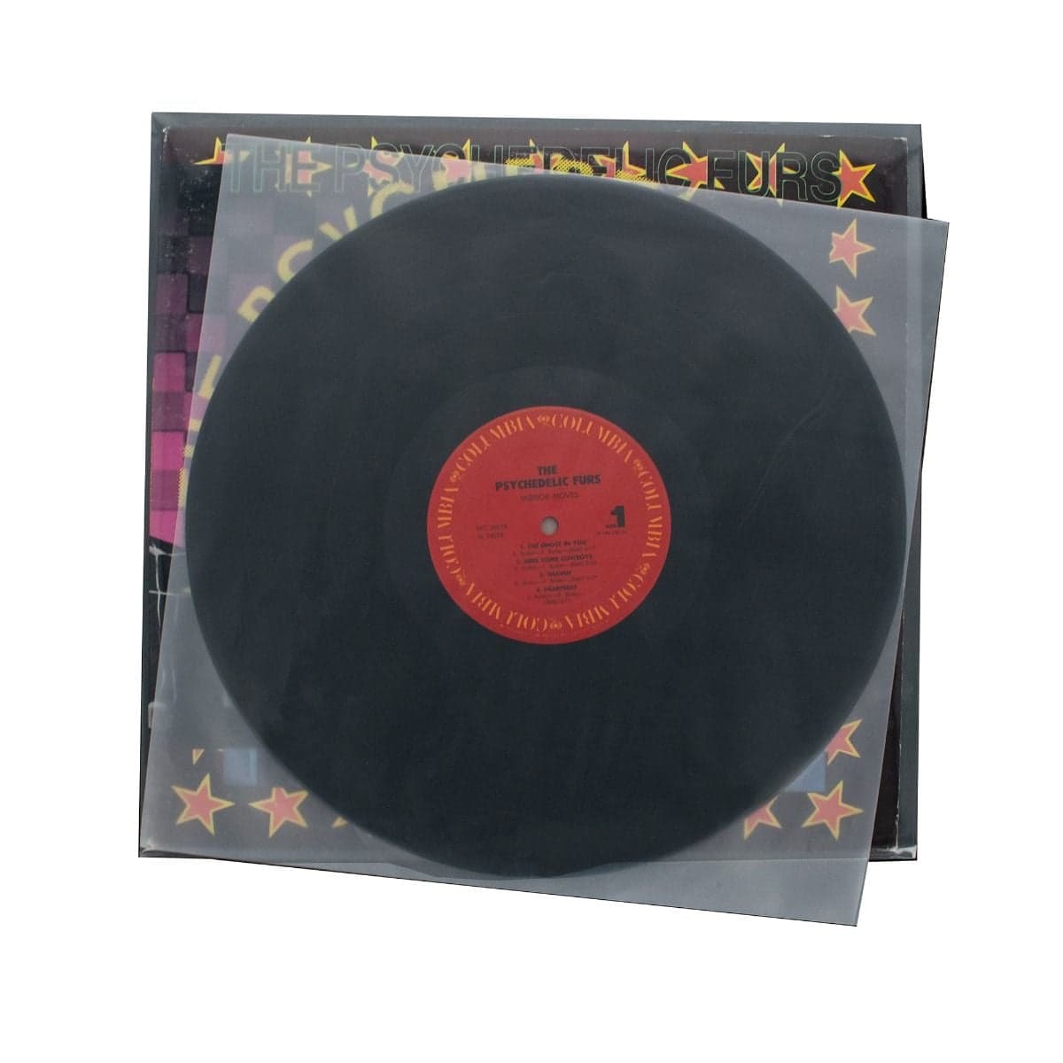 BCW 12 Inch Record Inner Sleeve - Anti-Static, record inside of a sleeve, laying on top of the record jacket