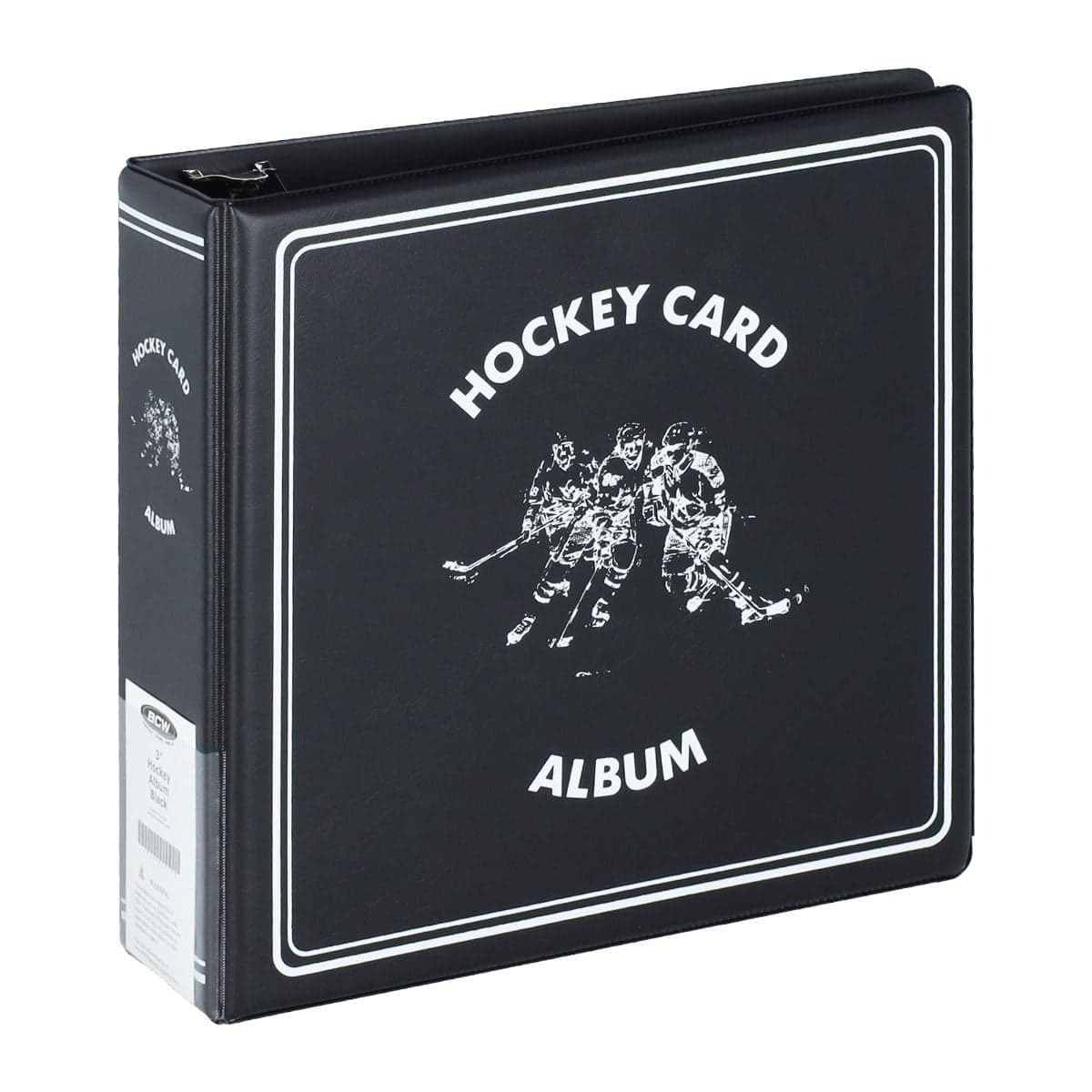 BCW 3 in. Album - Hockey - Black, angled, closed.