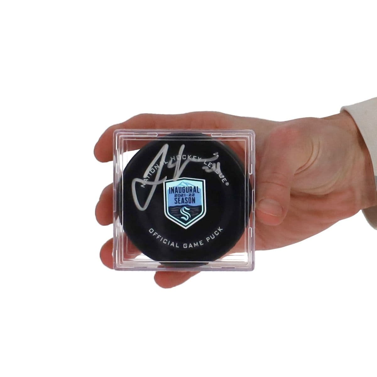 BCW Puck Holder with puck inside hand model