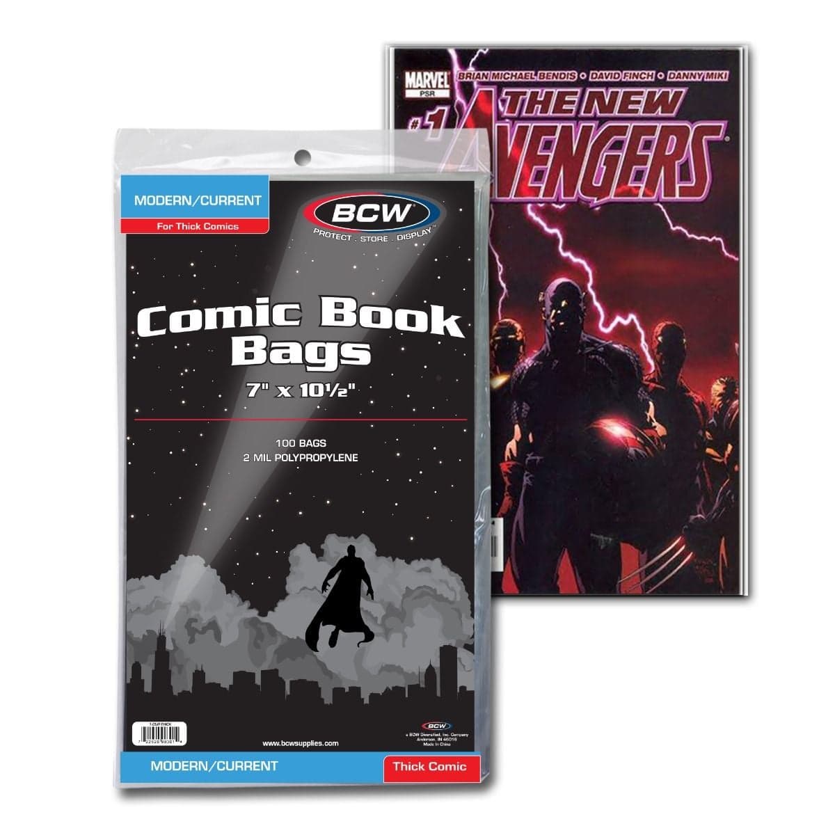 BCW Thick Comic Book Bags. Current, Modern. 100 bags group packaging with comic in bag