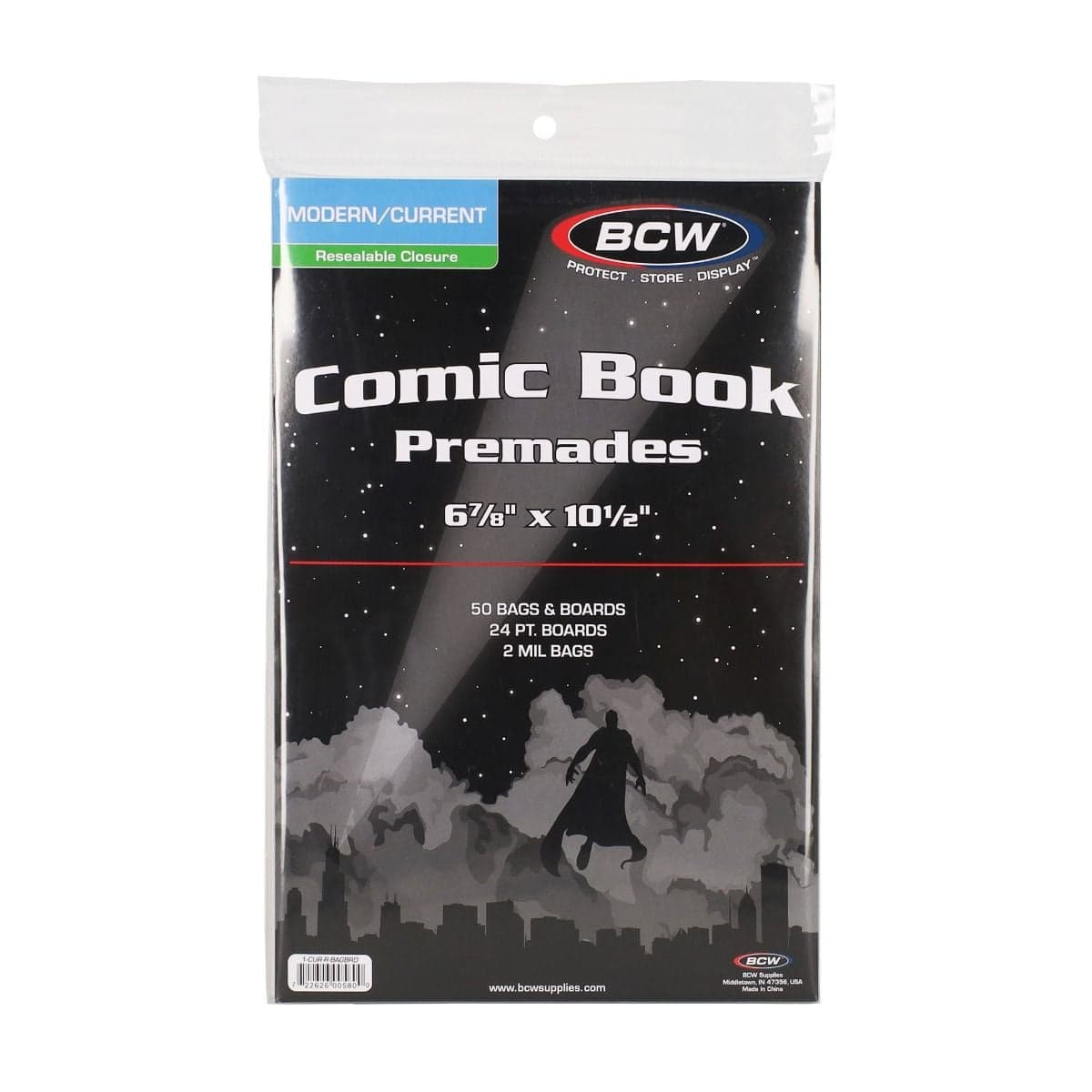 BCW Premade Resealable Current Comic Bag and Board. packaging