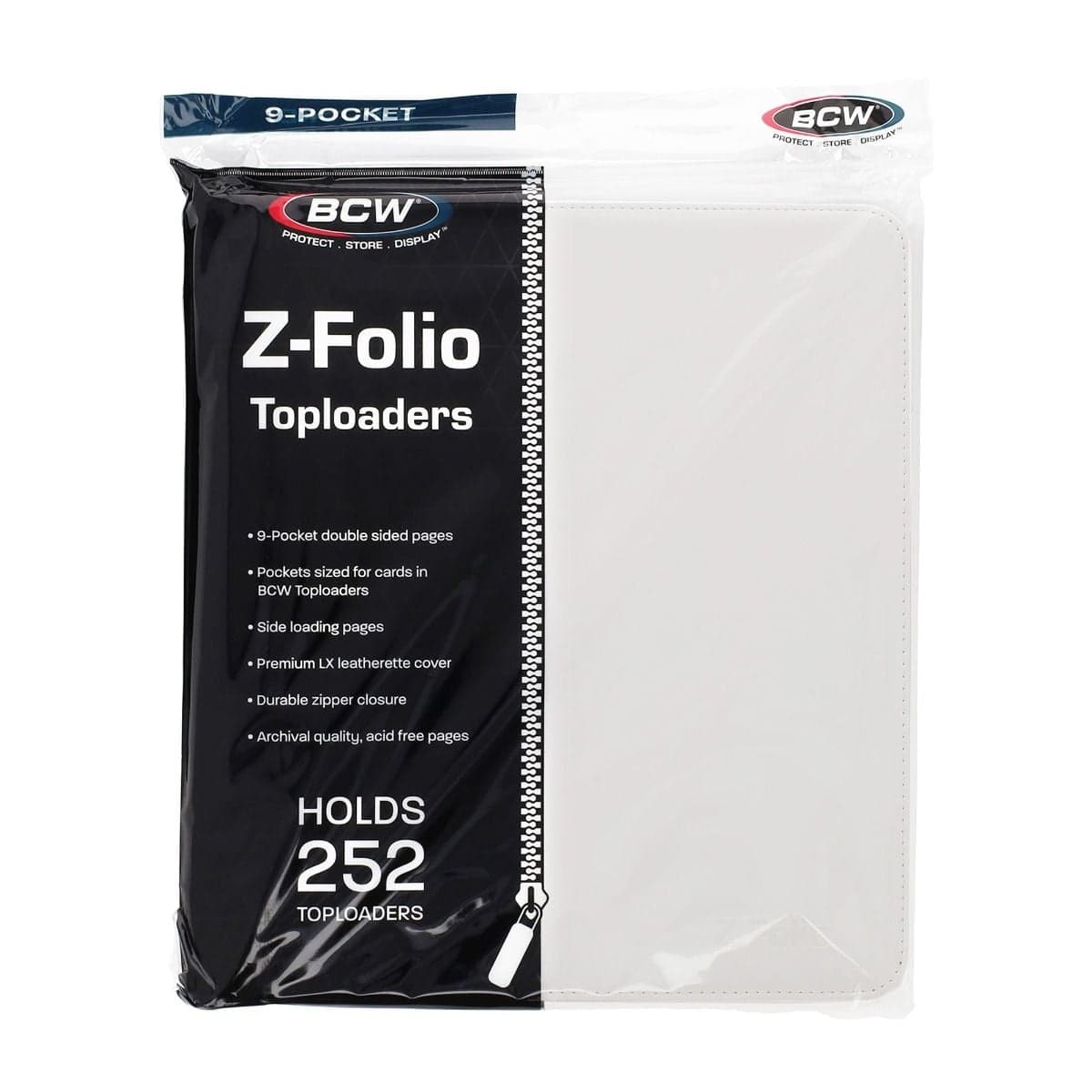 BCW Z-Folio 9-Pocket LX Album - Toploaders - White front of packaging