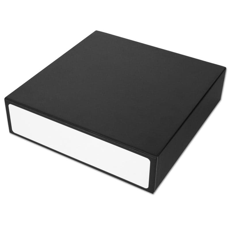 BCW Card Game Box - 3 Row - Black with White, closed angled view