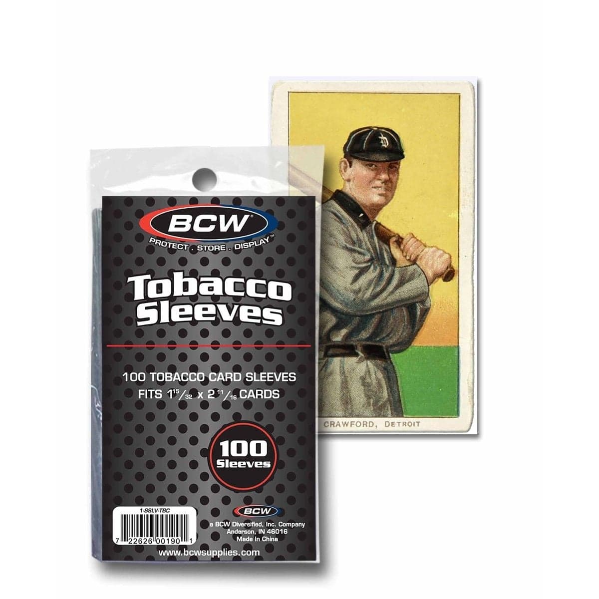 Pack of BCW tobacco card sleeves over baseball card in sleeve.