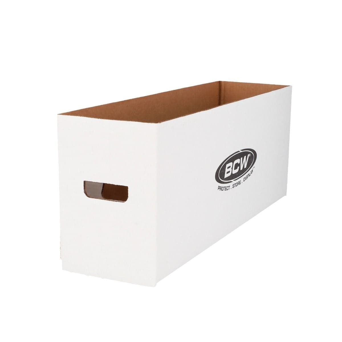 BCW Long comic box, angled, open, empty