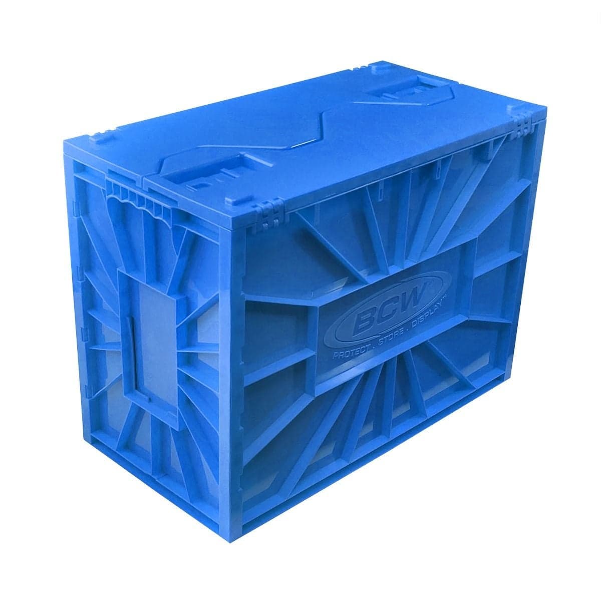 Assembled Blue bcw comic book short bin, closed
