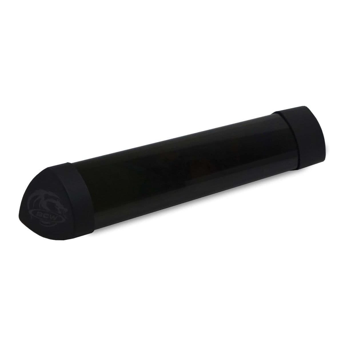 Opaque smoke-colored BCW Playmat tube with dice cap with playmat inside