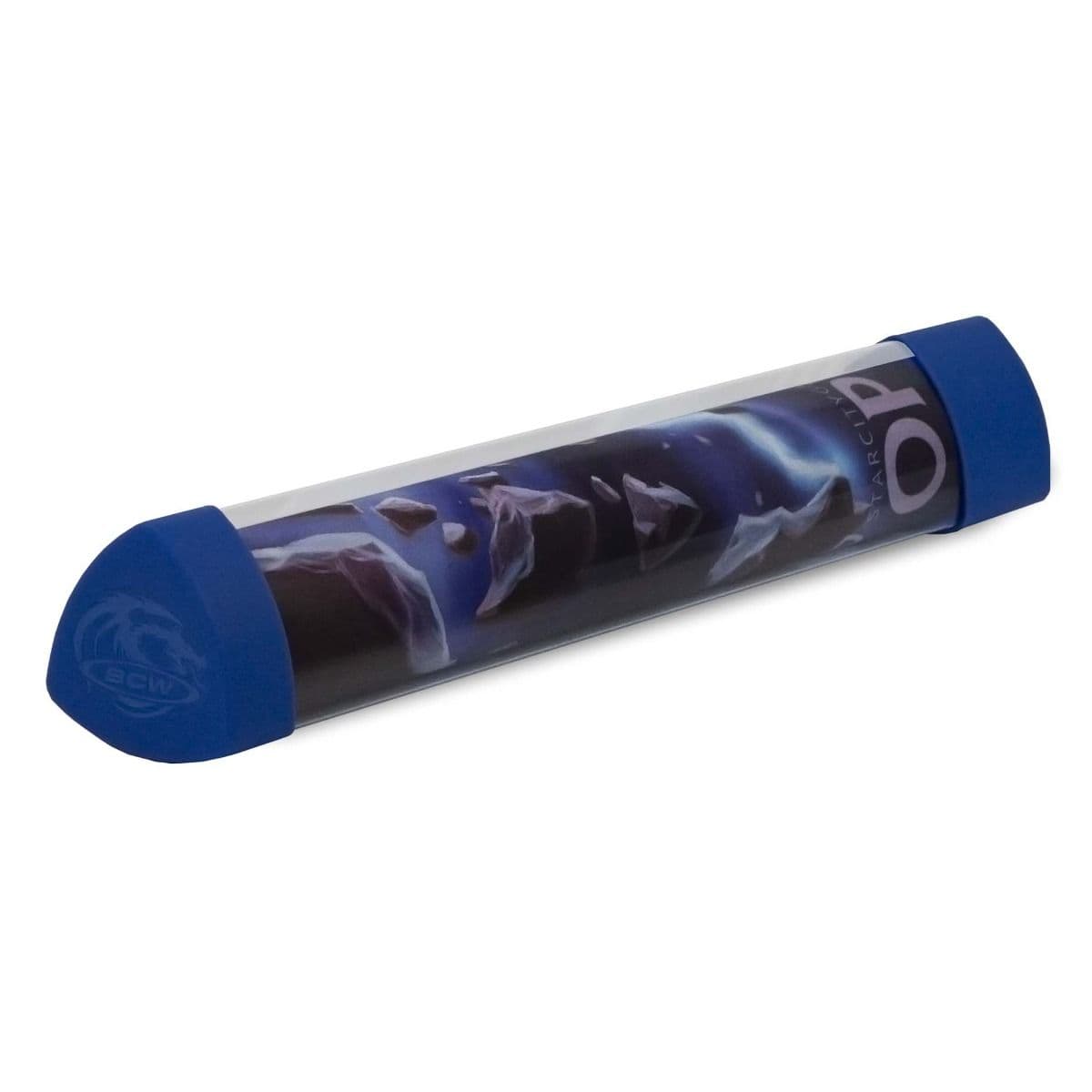 BCW Playmat tube with blue dice cap with playmat inside