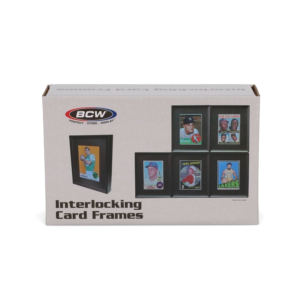 Pack of BCW interlocking card frames, front view of packaging