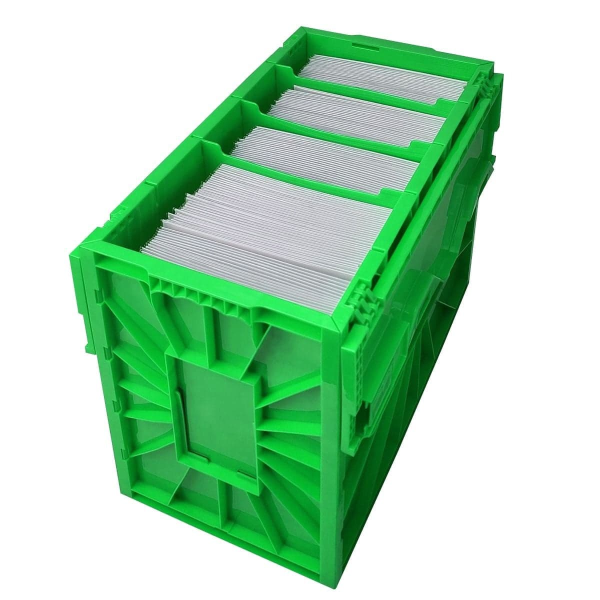 BCW Comic Book Bin Partitions - Green, view of partitions displayed inside of a BCW Short Comic Book Bin