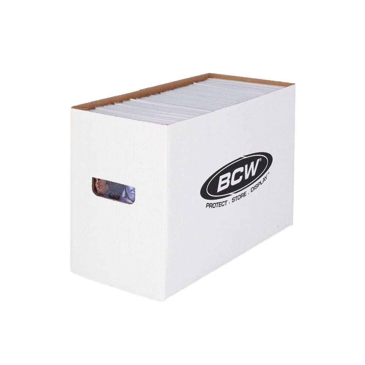 BCW short comic box. comics inside and lid removed