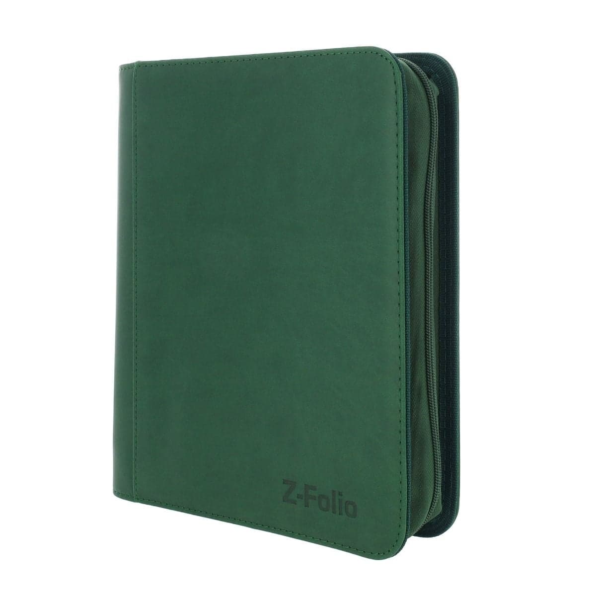BCW Z-Folio 4-Pocket LX Album - Toploaders - Green. front closed, angled right view