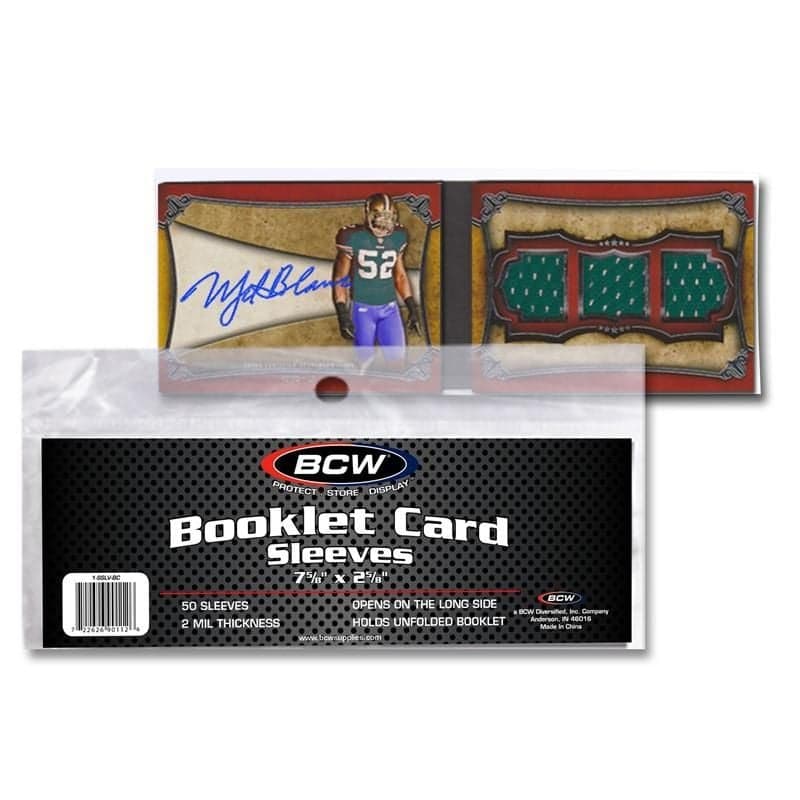 Pack of BCW booklet card sleeves over booklet card in sleeve