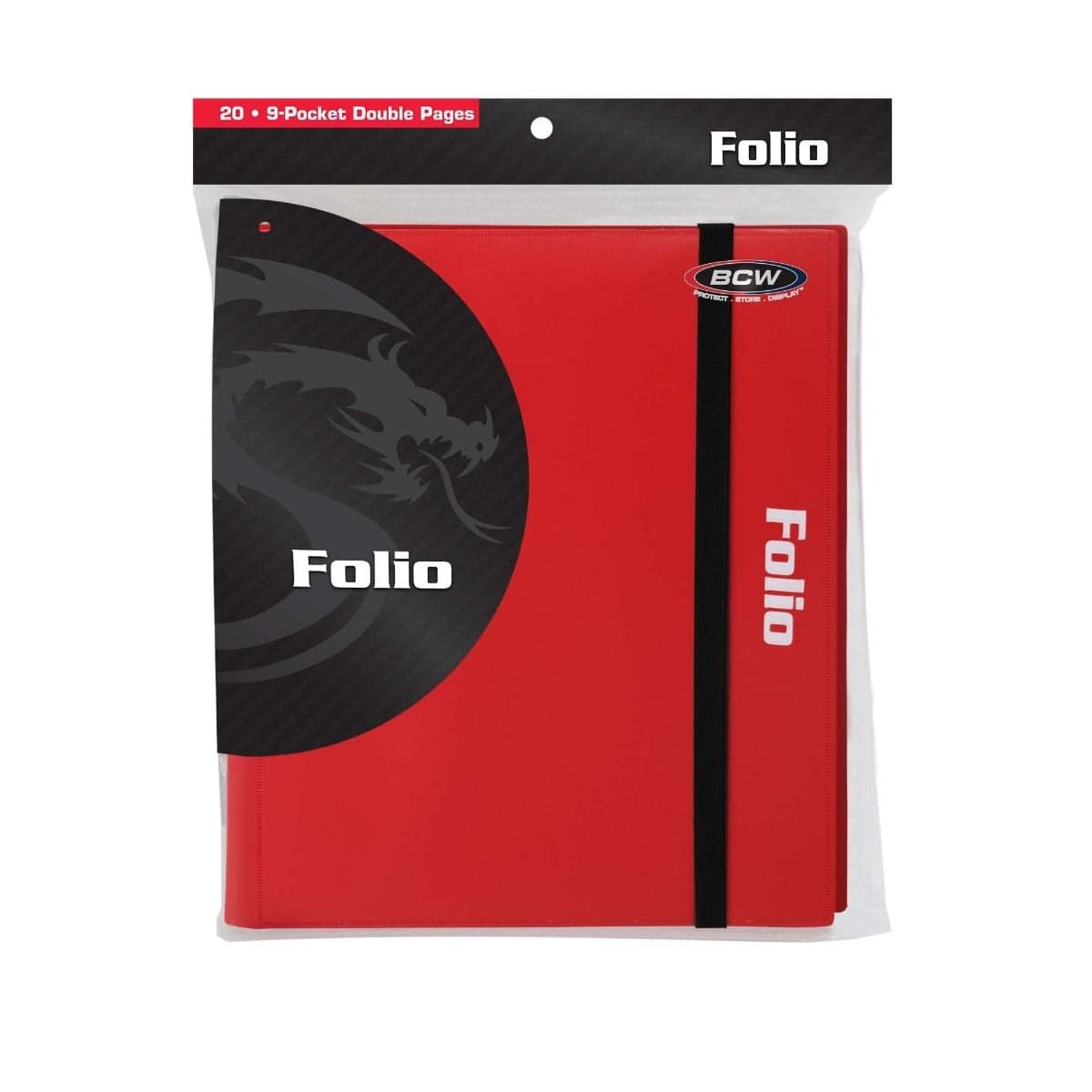 One red BCW 9 pocket folio inside packaging.