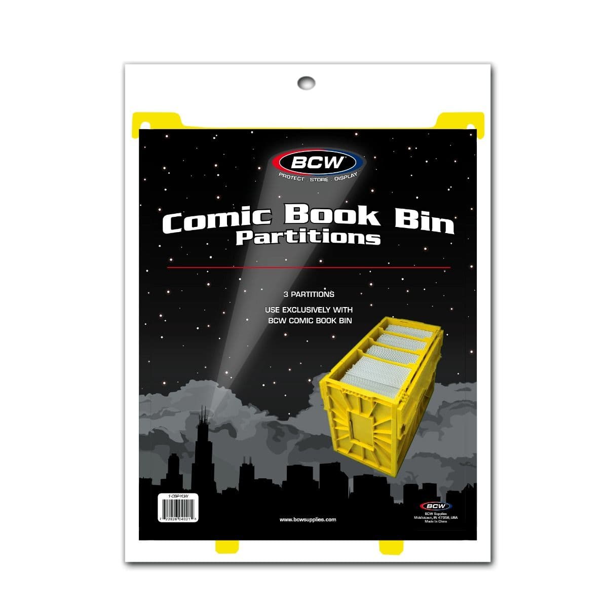 BCW Comic Book Bin Partitions - Yellow, packaging, 3 per pack
