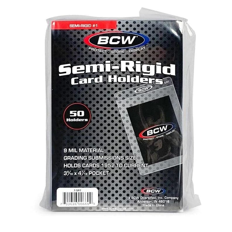 BCW Semi Rigid Card Holder #1. 50 holders per pack.