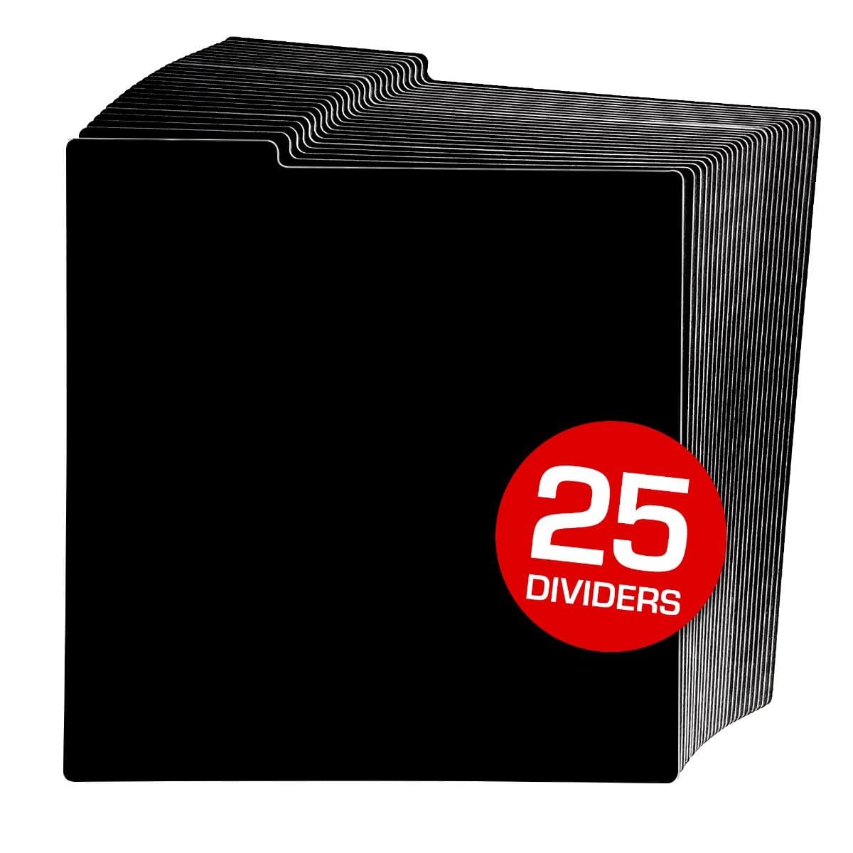 BCW 12-Inch Record Dividers. Black. 25 per pack. Write on index tabs