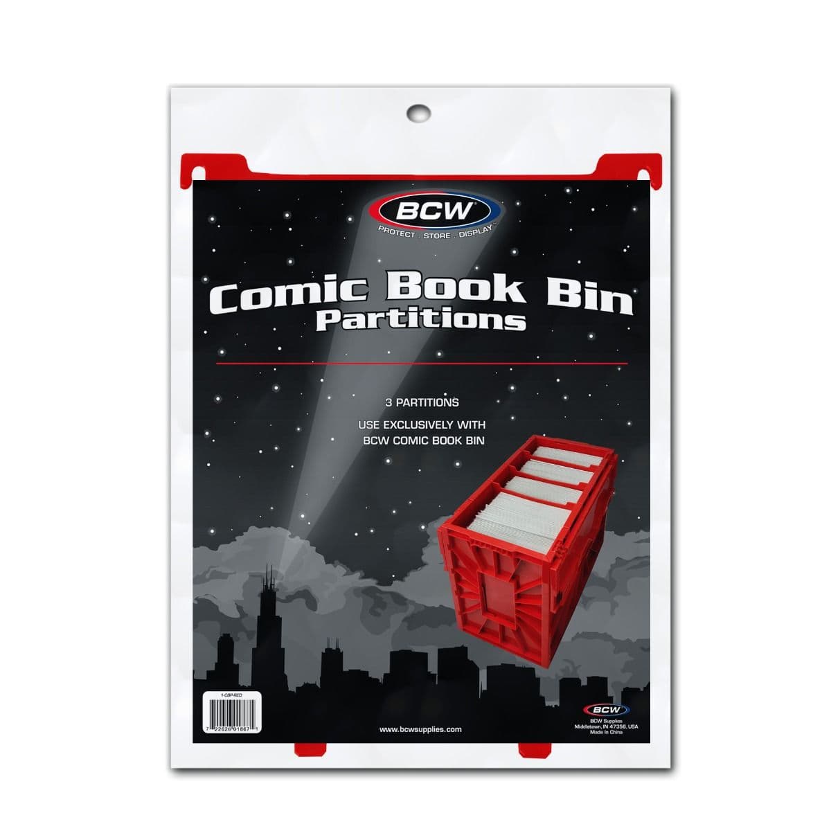 BCW Comic Book Bin Partitions - Red, packaging, 3 per pack