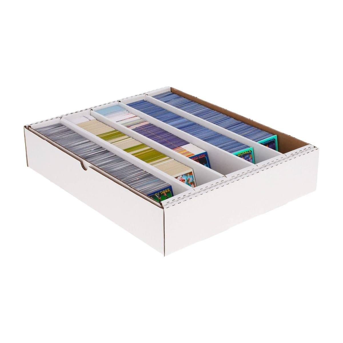 box sitting inside the lid. Rows filled with sports cards