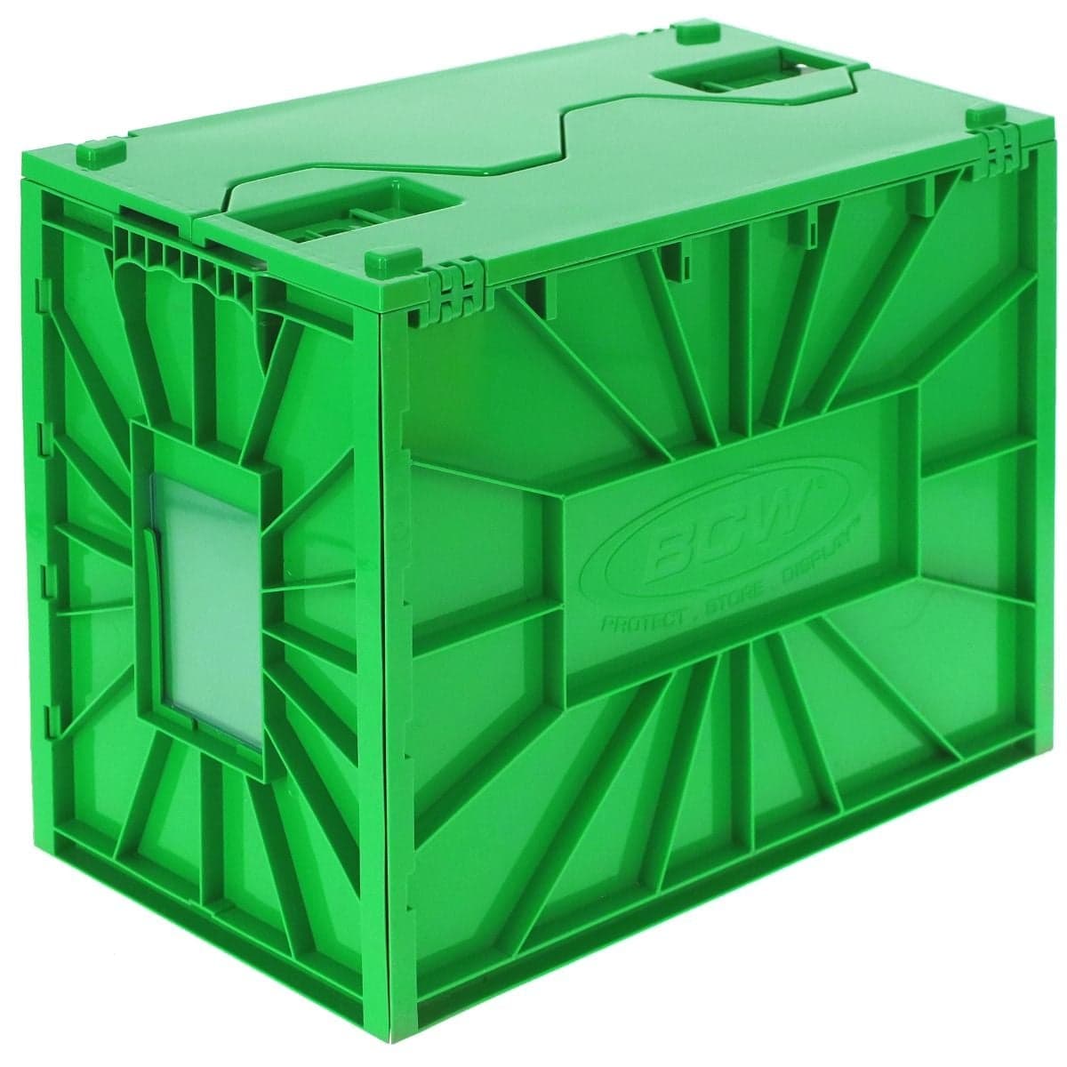 Assembled Green bcw comic book short bin, closed