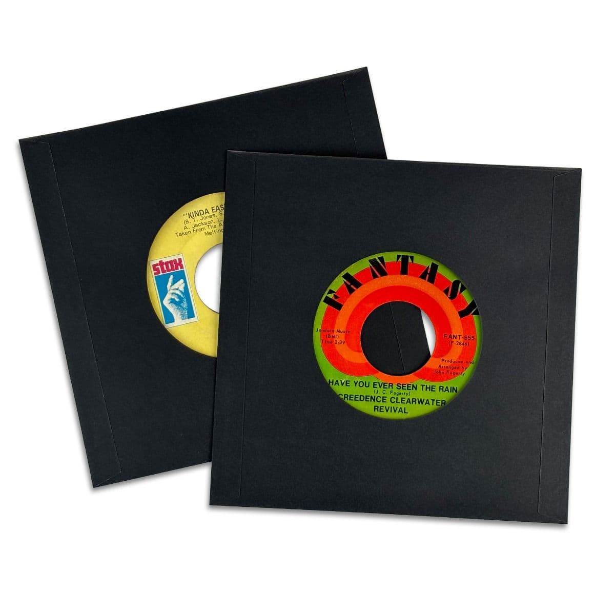 7 Inch Record Paper Inner Sleeves - Square Corners - With Hole - Black. records in sleeves group