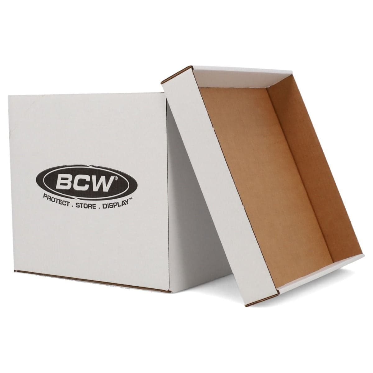 BCW 33 RPM box opened, with lid leaning on it