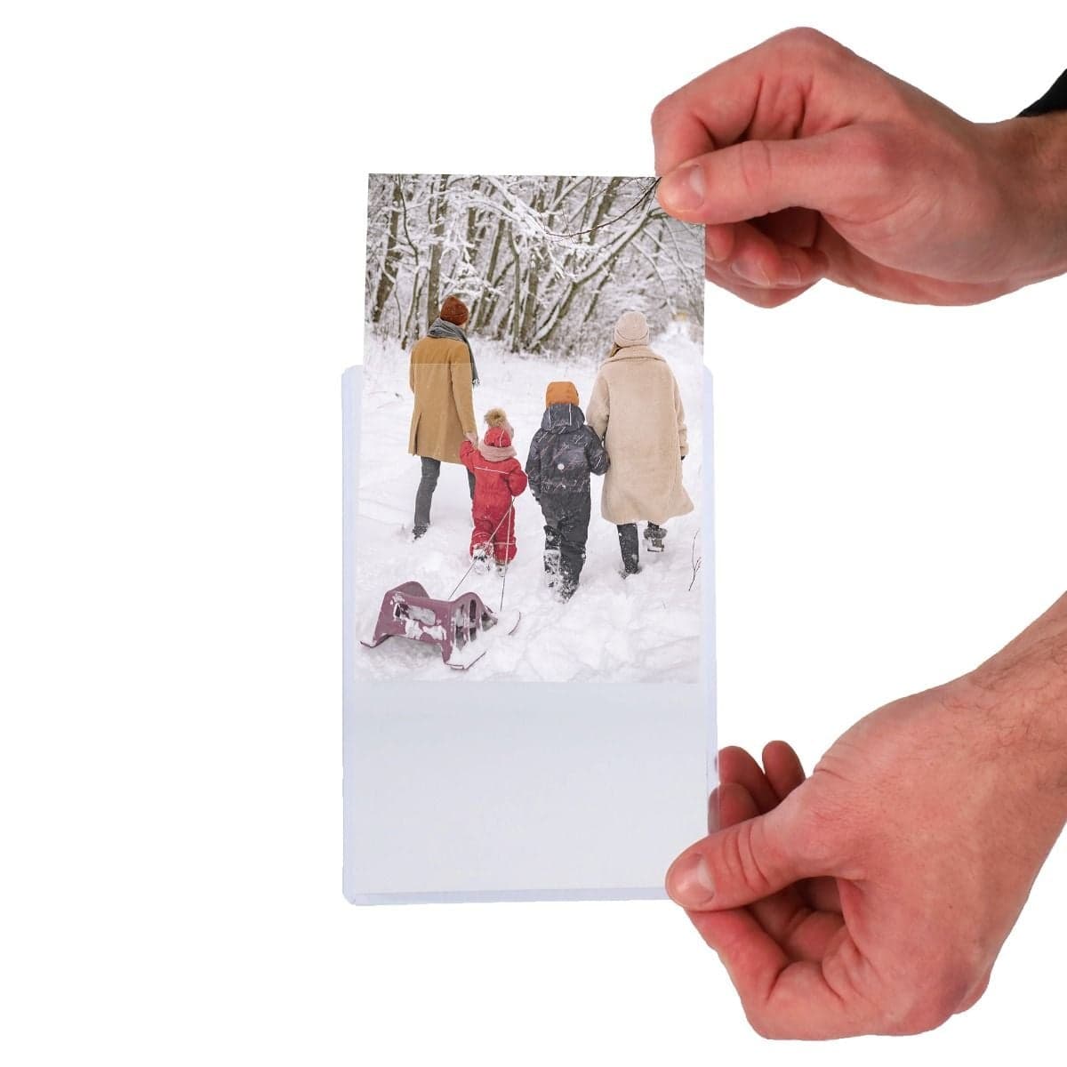 BCW 4 by 6 inch Topload Holders inserting picture