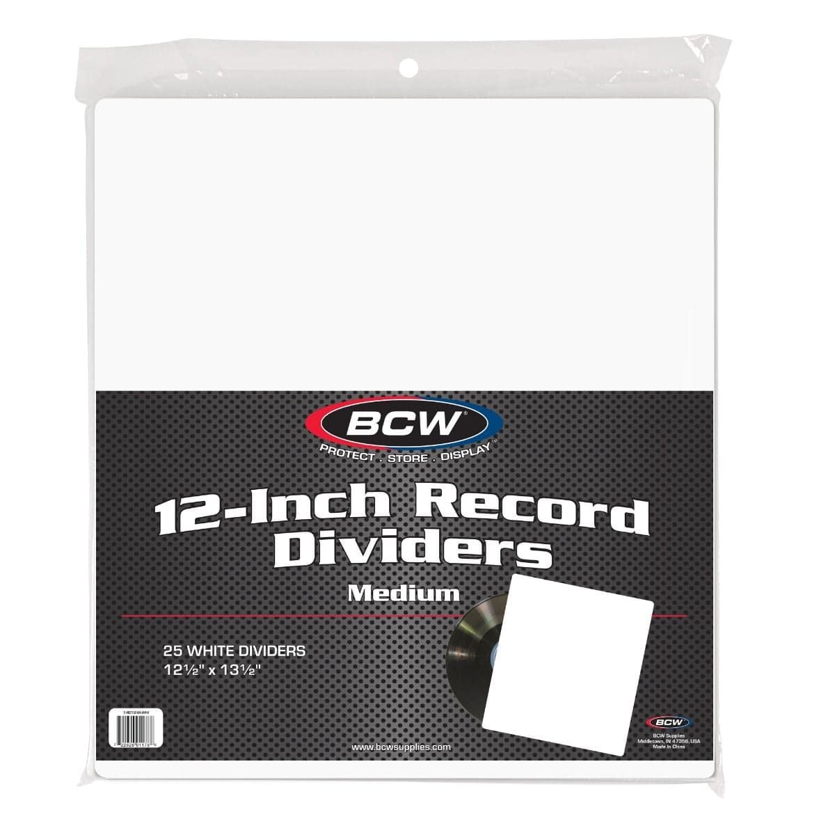 BCW 12-Inch Record Dividers. White. Medium. 25 per pack.