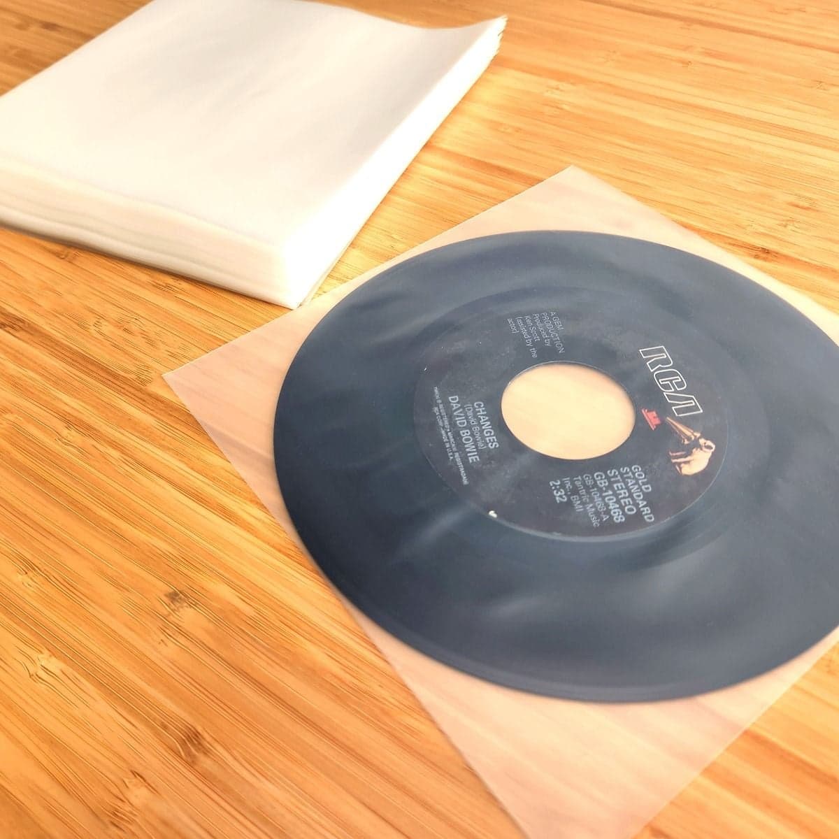 Record inside 7 Inch Record Inner Sleeve - Anti-static next to stack of BCW 7 Inch Record Inner Sleeve - Anti-static
