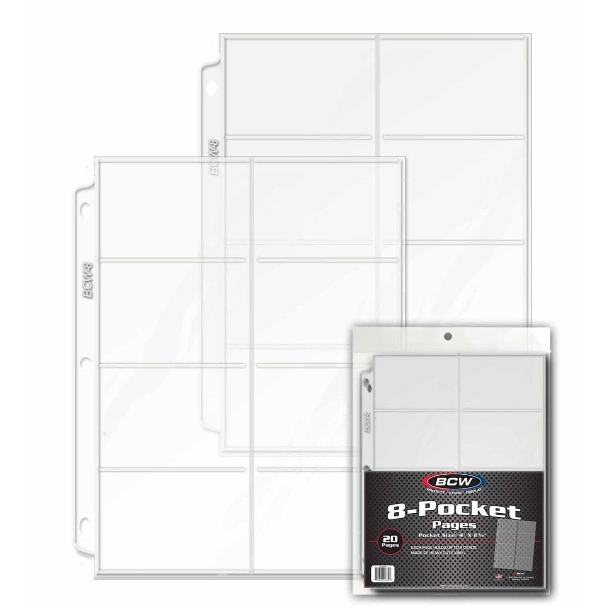 Package of 20 BCW vinyl 8-pocket pages over two individual pages