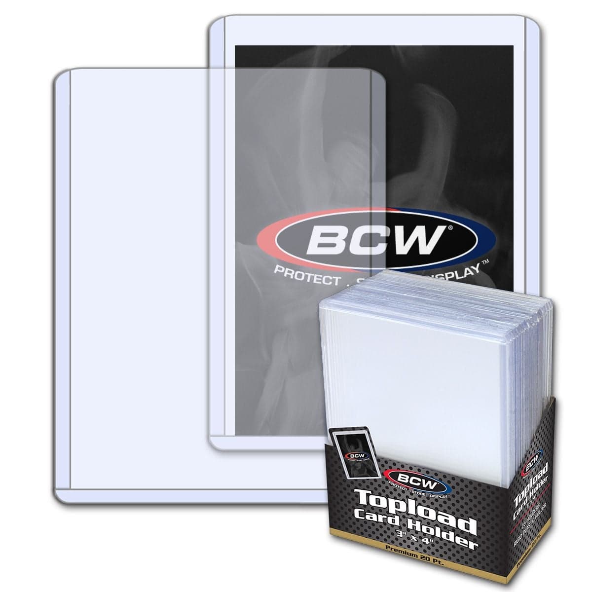 Pack of BCW 3x4 Topload Card Holders - Premium over 2 toploaders with card