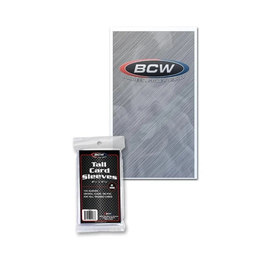 BCW Tall Trading Cards Sleeves - Packaging, grouped with single sleeve