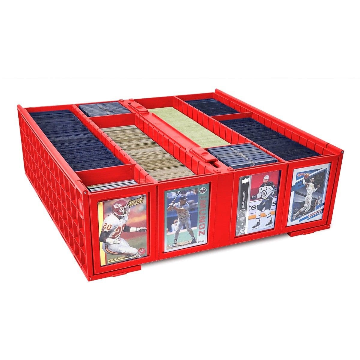 BCW Collectible Card Bin 3200- Red. Locking. Open. Sports cards
