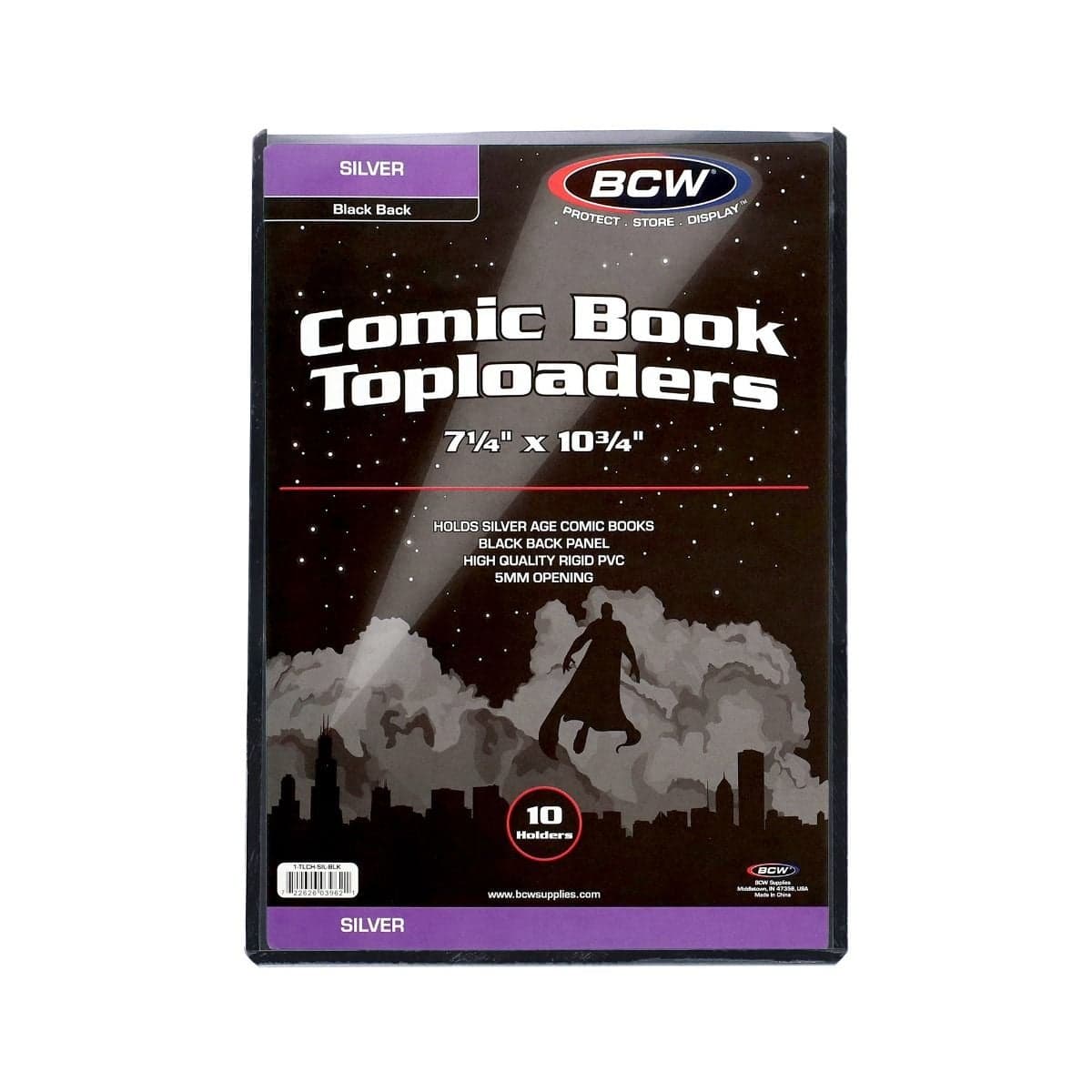 BCW Silver Comic Topload Holder - Black 10 holders per pack, front packaging