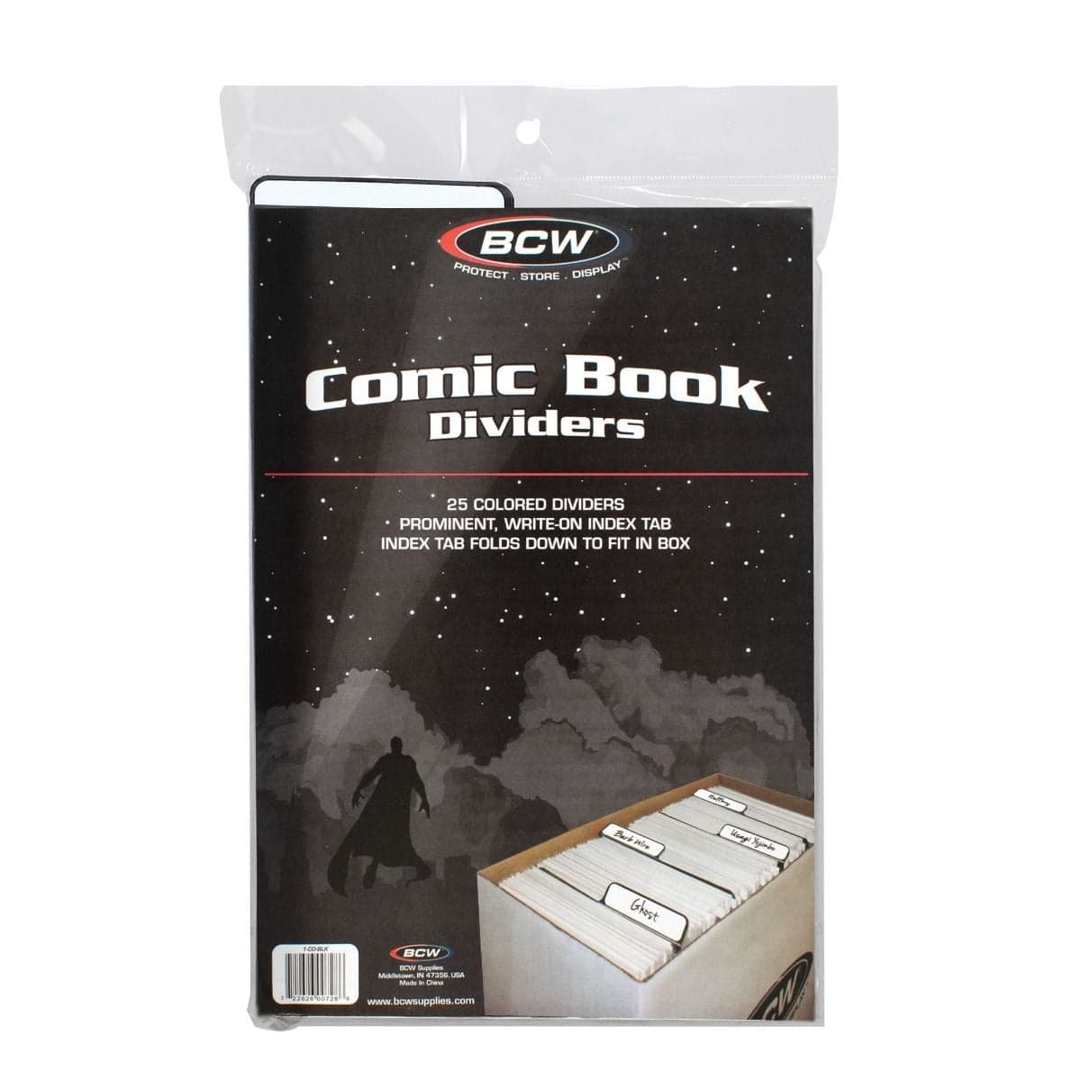 BCW Comic Book Dividers - Black, front of packaging. 25 Per Pack