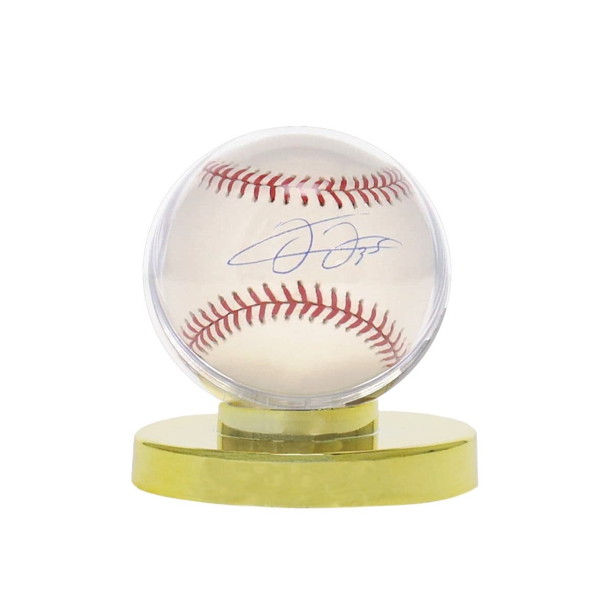 BCW Gold Base Baseball Holder with baseball inside