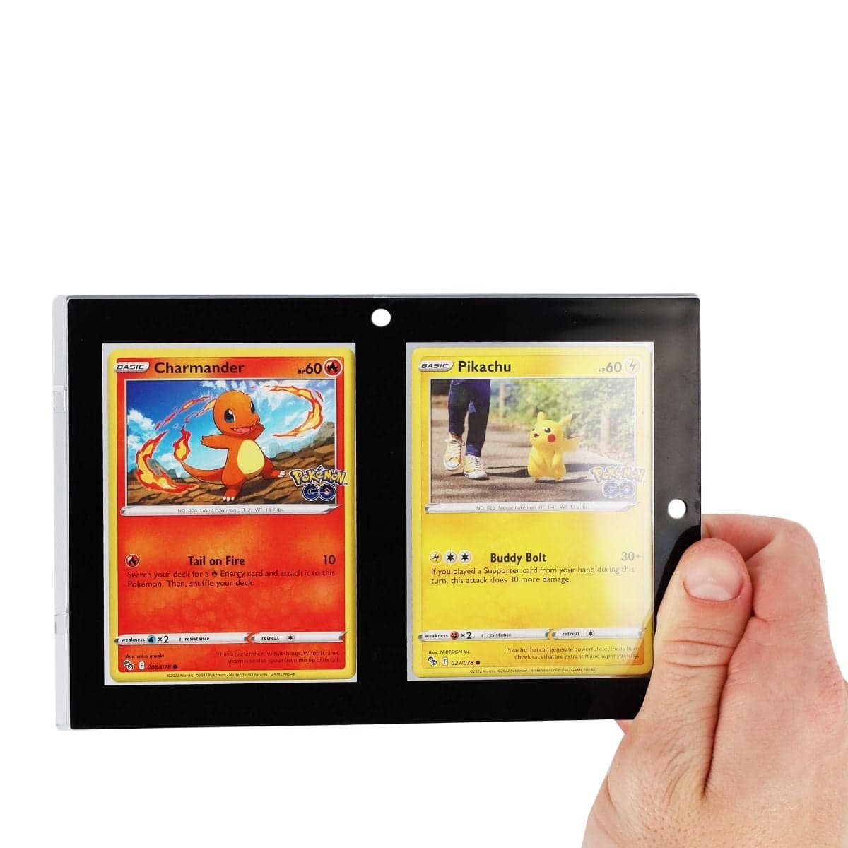 Magnetic 2-Card Holder - 35 PT. - Black Border. Tcg gaming pokemon size