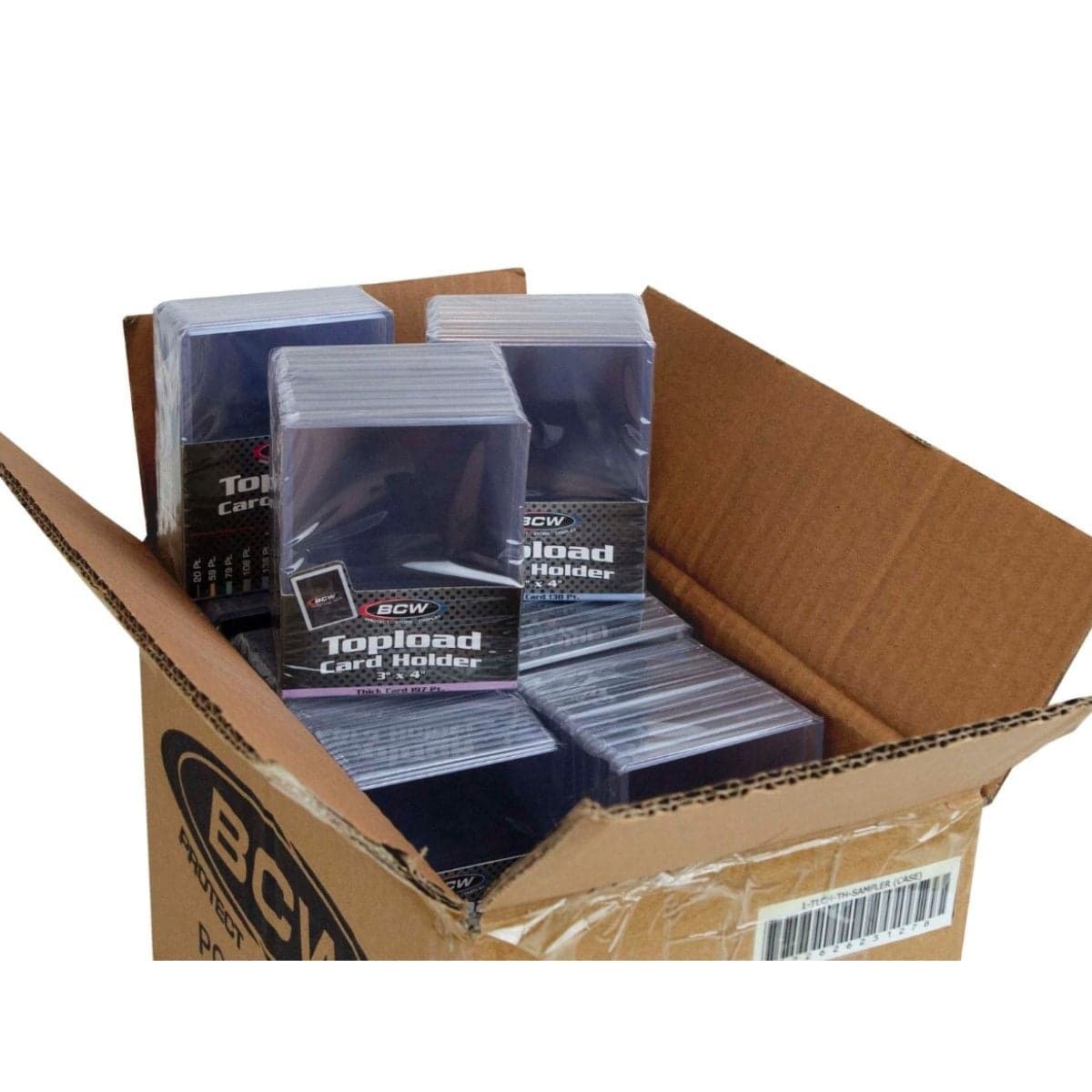 Open case of various toploaders