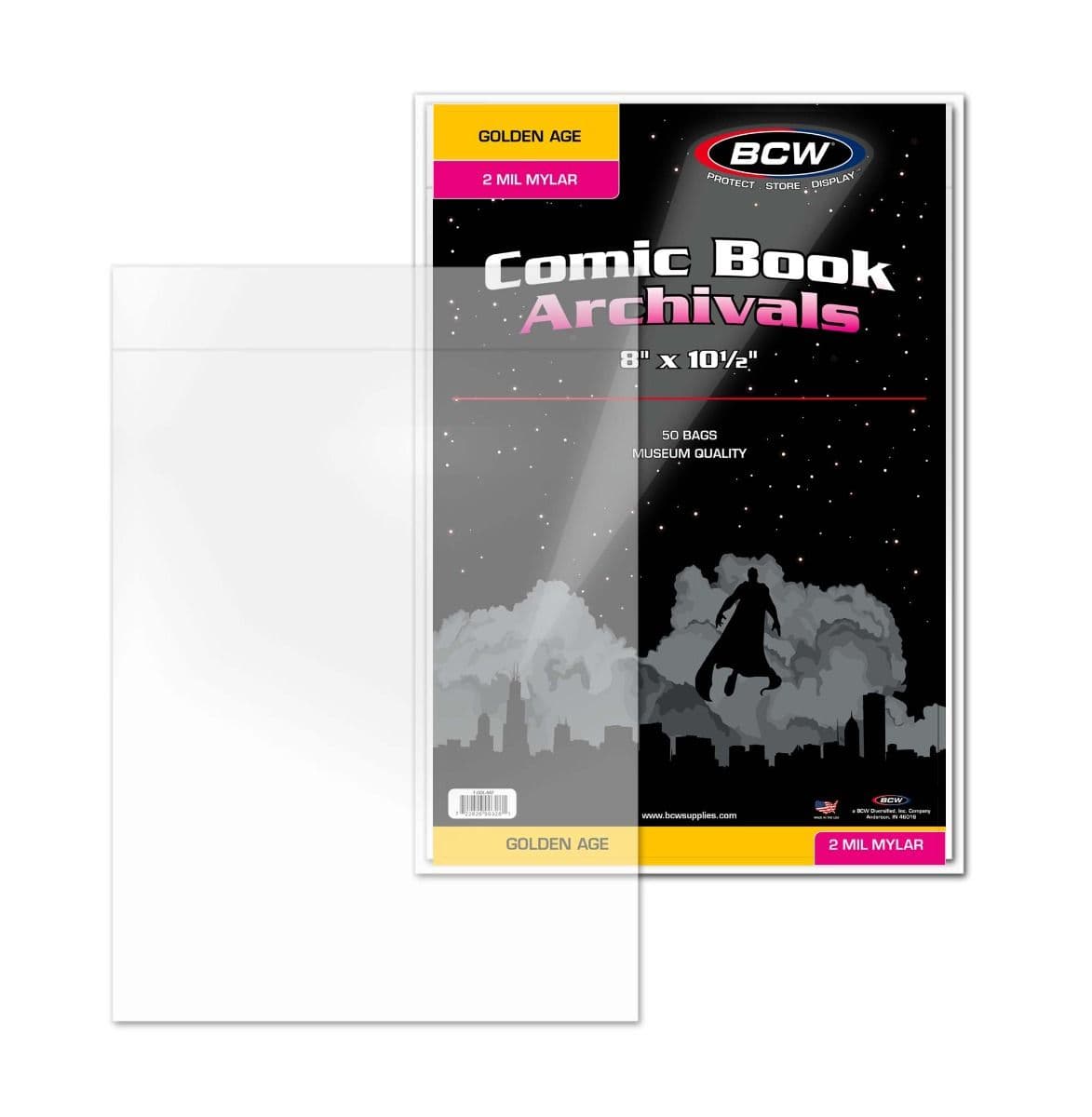 Single archival over package of BCW Golden Age Comic Book Archival Mylar Bags