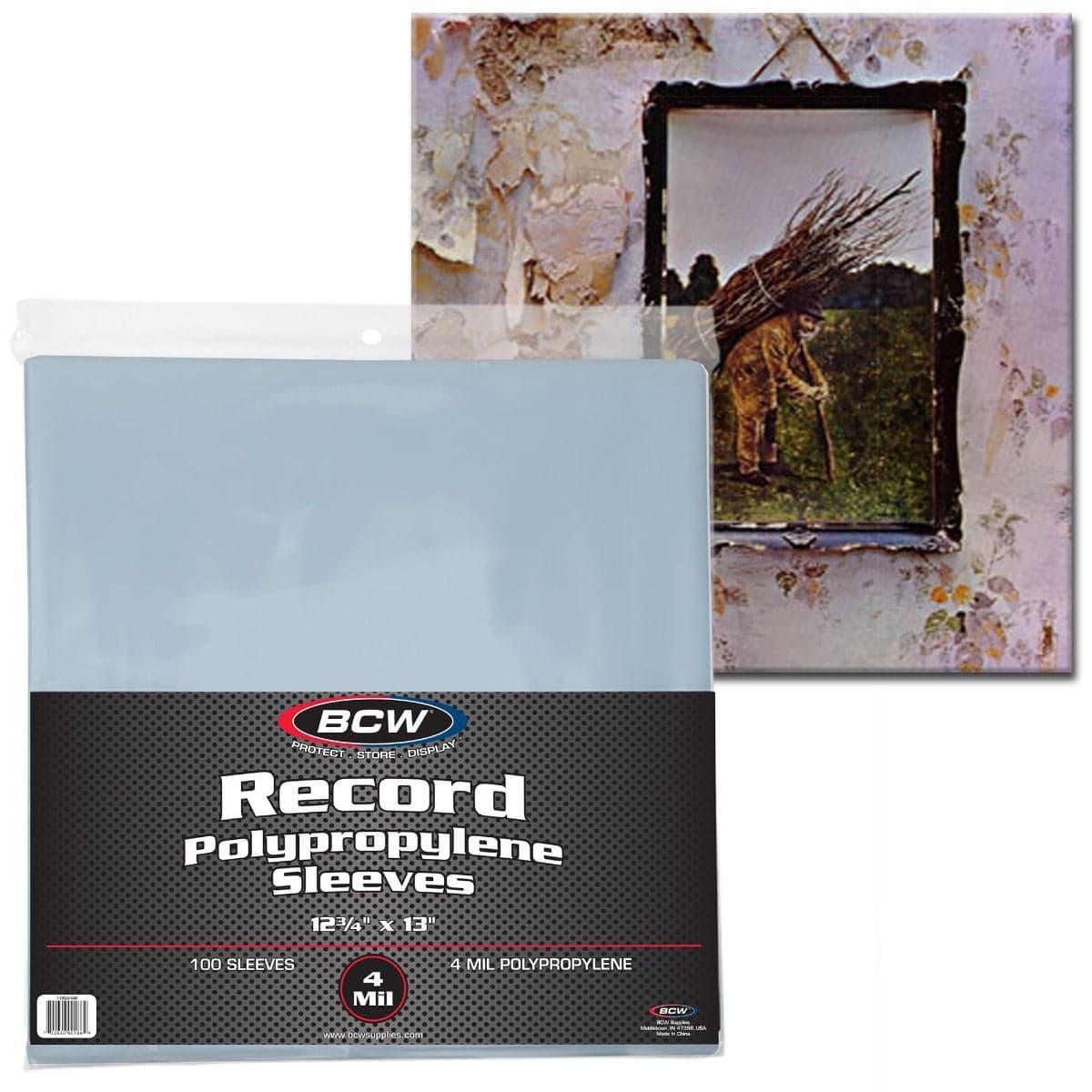 Package of BCW 33 RPM Record Sleeves - 4 MIL on top of record