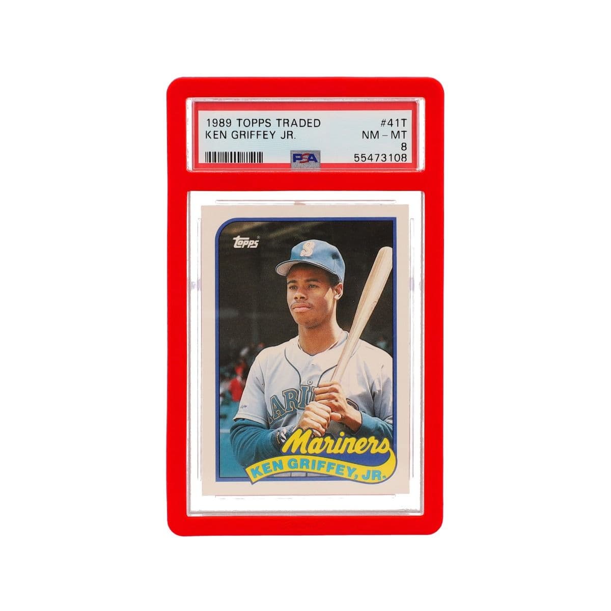 Front facing view of a single Slab Bumper - PSA Graded Card - Red with graded card inside