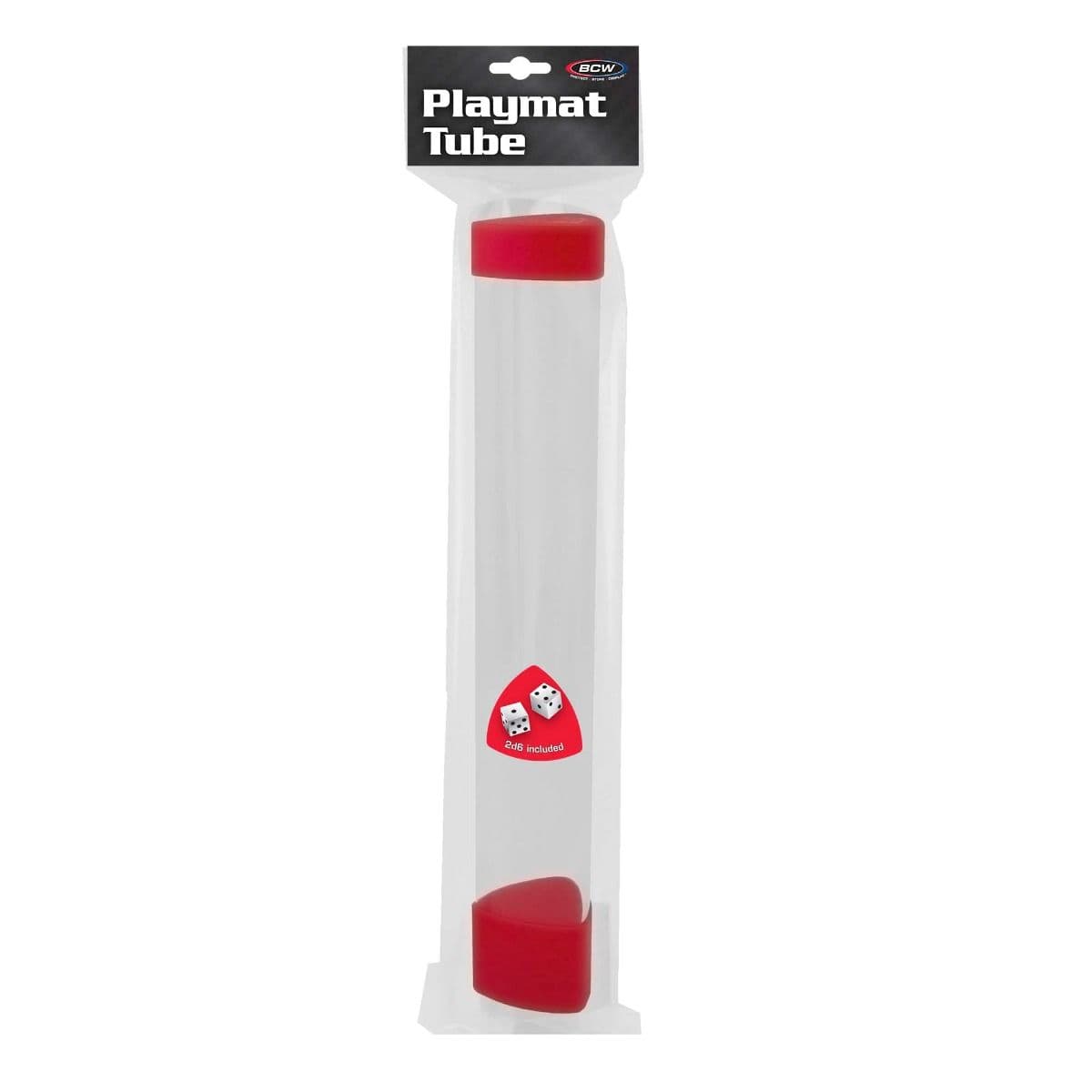 BCW Playmat tube with red dice cap inside packaging