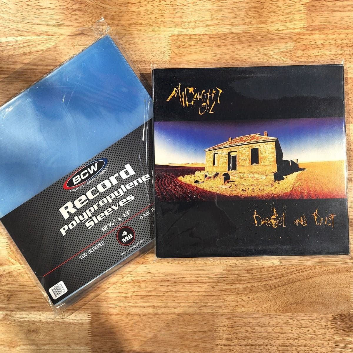 Record on top of package of BCW 33 RPM Record Sleeves - 4 MIL