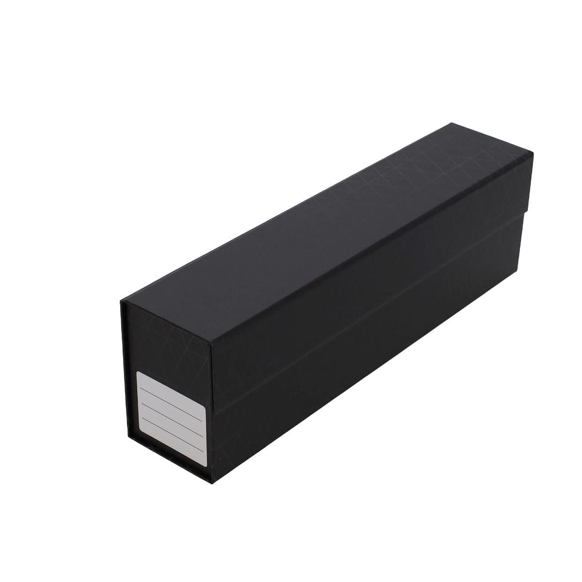 BCW Quick Fold Card Box. Magnetics and Toploaders. 14 inches. Black design. front label. magnetic lid. ships flat, folds and seals into box. 3 per pack. closed