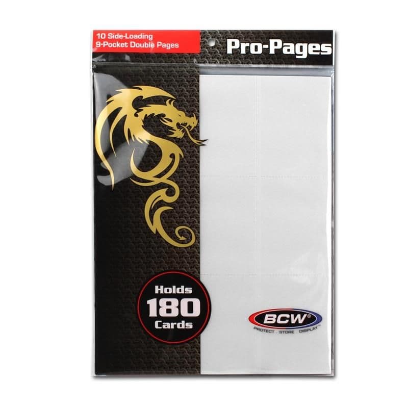 Pack of BCW white 18-pocket pages