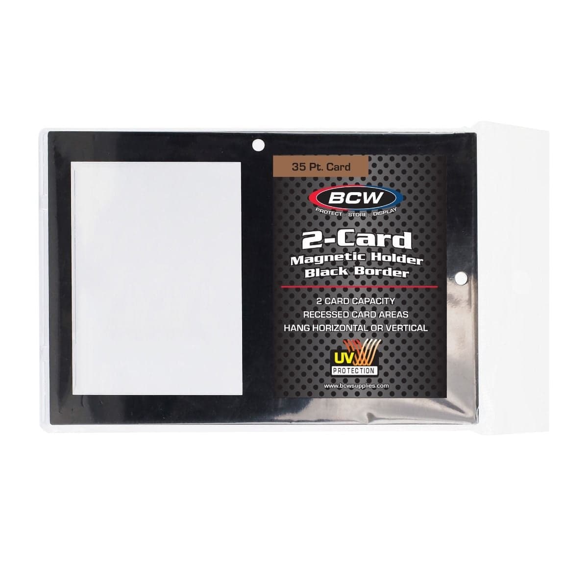 Magnetic 2-Card Holder - 35 PT. - Black Border - Packaging with Insert