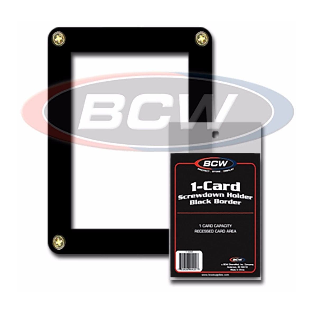 Packaged BCW black border 1-card screw down holder over card holder